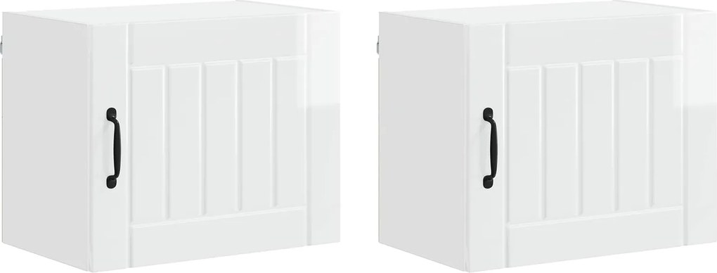 vidaXL Konyhaszekrény 2 pcs Magas Fényű Fehér 50 x 31 x 40 cm Faanyag