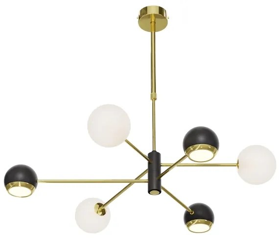 Jupiter 1965 - Csillár rúdon MOKA 3xGU10/10W/230V + 3xG9/10W/230V arany/fekete/fehér