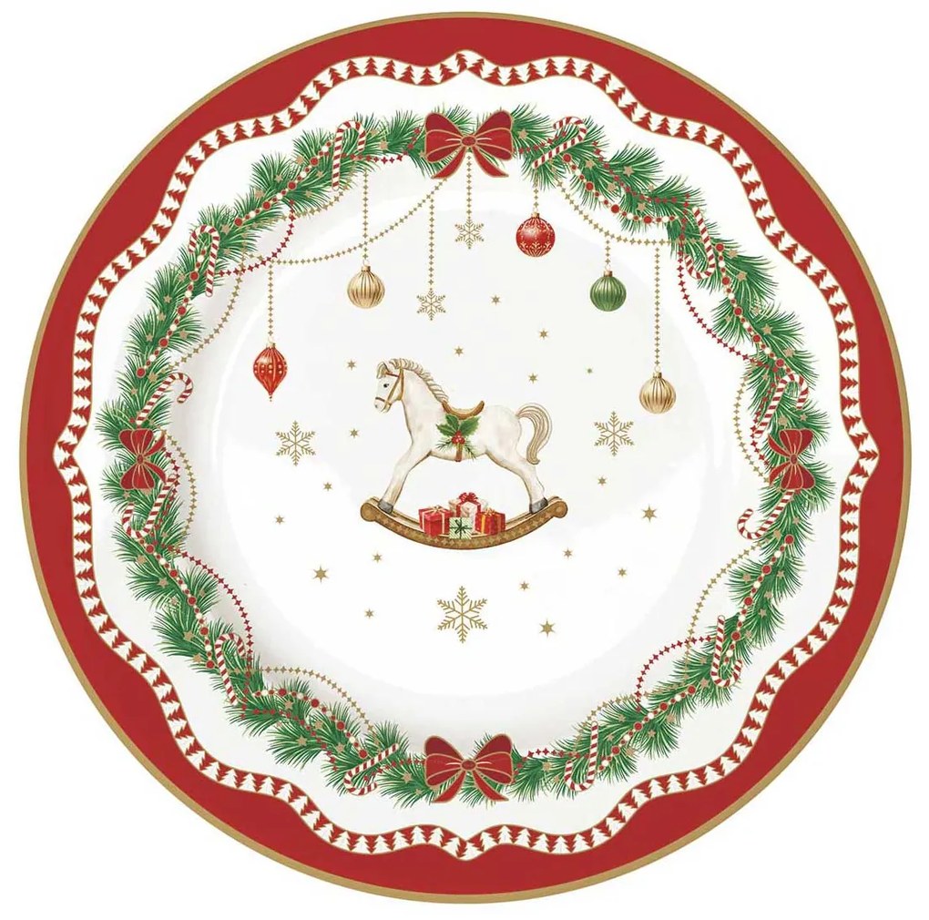 Karácsonyi porcelán desszertes tányér 4 db szett díszdobozban Magie de Noel