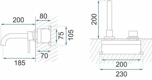 REA-B4109 - Rejtett beépítésű mosdócsaptelep LUNGO, szálcsiszolt arany