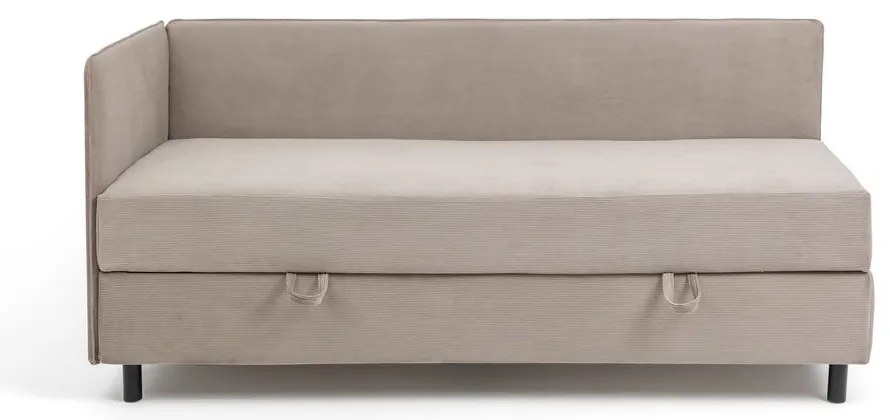 Szürkésbarna kárpitozott ágyneműtartós egyszemélyes ágy matraccal 120x200 cm Avela – Bonami Selection