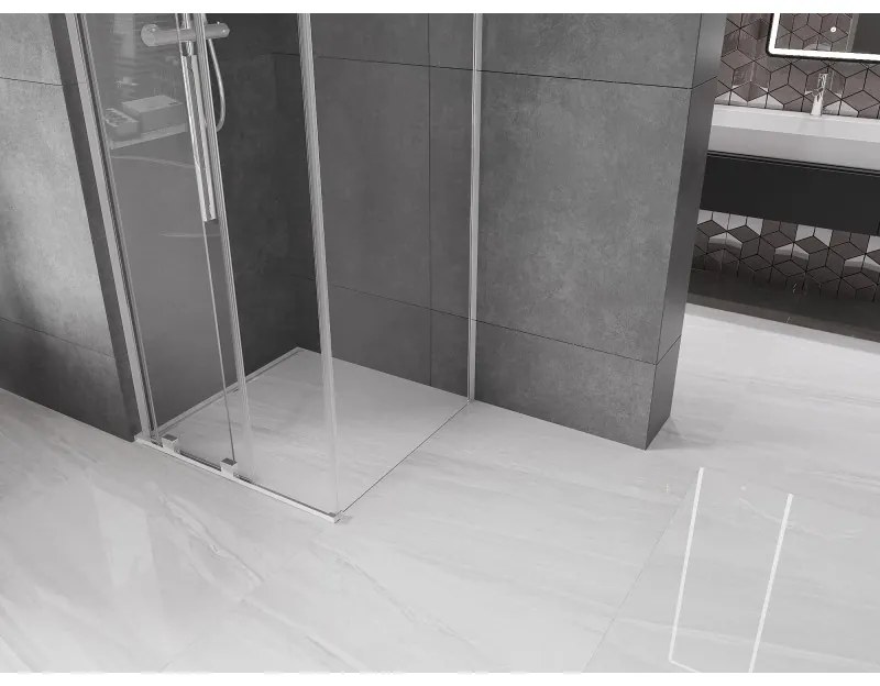 Mexen Velar L, zuhanykabin tolóajtóval 90 x 90 cm, 8mm átlátszó üveg, króm, 871-090-090-03-01