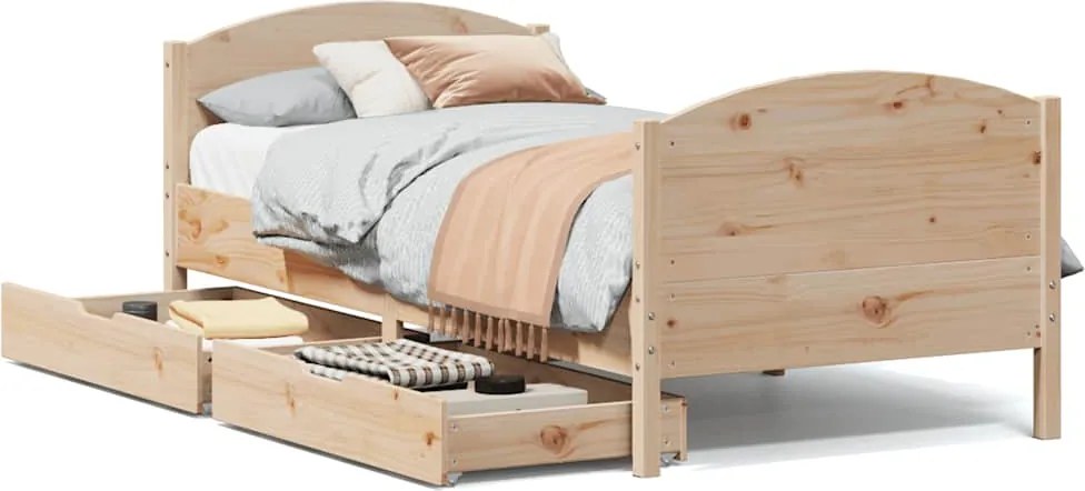 vidaXL tömör fenyőfa ágy matrac nélkül 75 x 190 cm