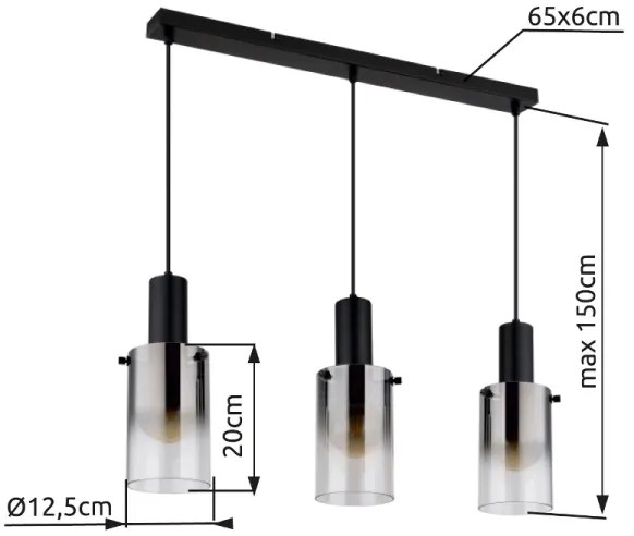 Globo 15907-3H - Csillár zsinóron FLORENTINA 3xE27/40W/230V fekete