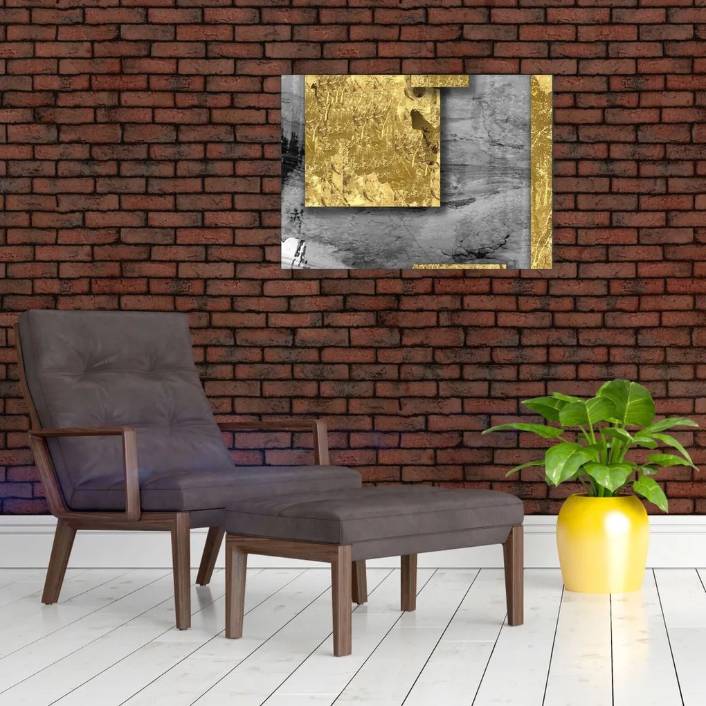 Üveg kép - Arany négyzetek N⁰2 (70x50 cm)