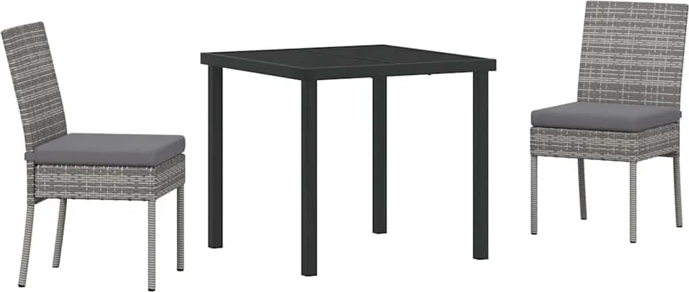 vidaXL Kert étkező szett 3 pcs Szürke Porszórt acél