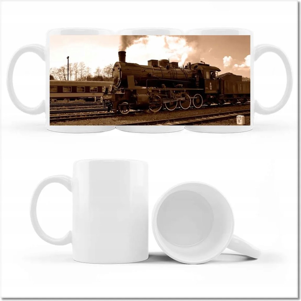 Nyomott mintás bögre Mozdony TR565 Wolsztyn