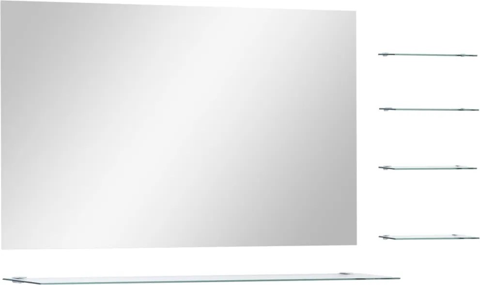 vidaXL ezüstszínű falitükör 5 polccal 100 x 60 cm