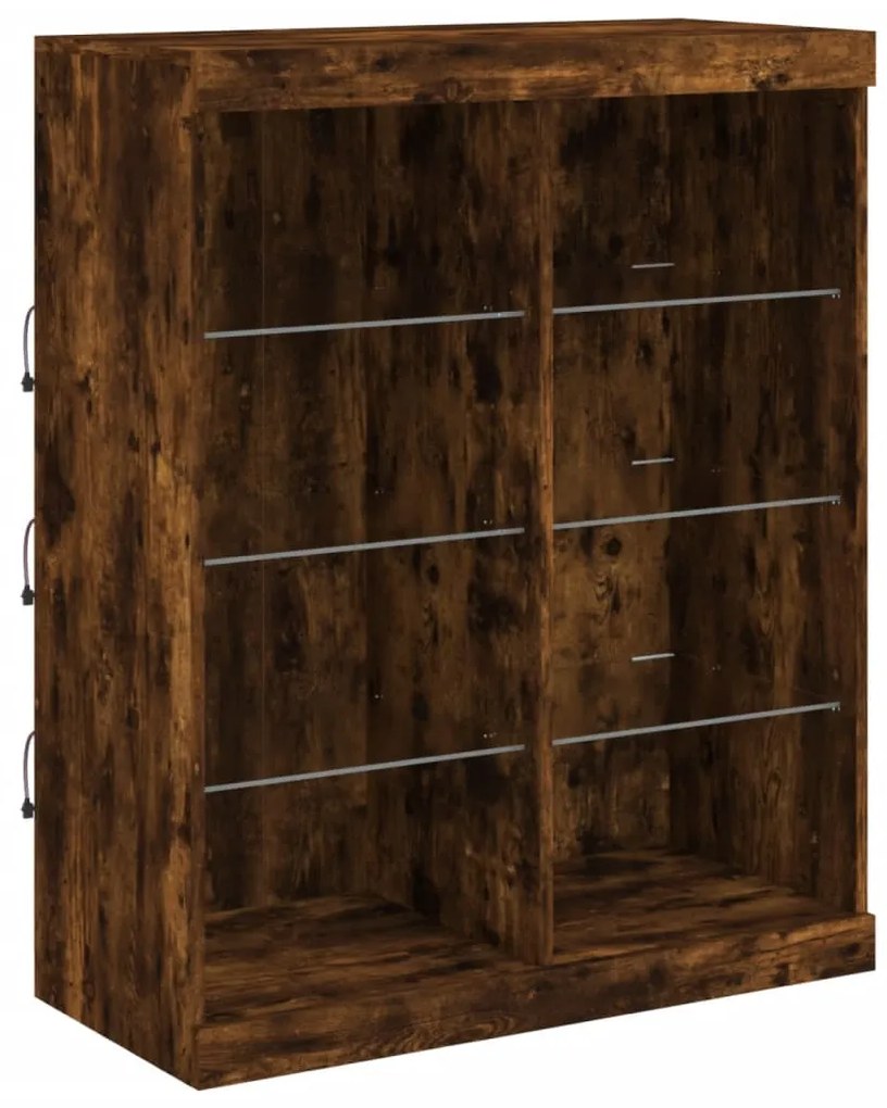 füstös tölgy színű tálalószekrény LED-ekkel 202 x 37 x 100 cm