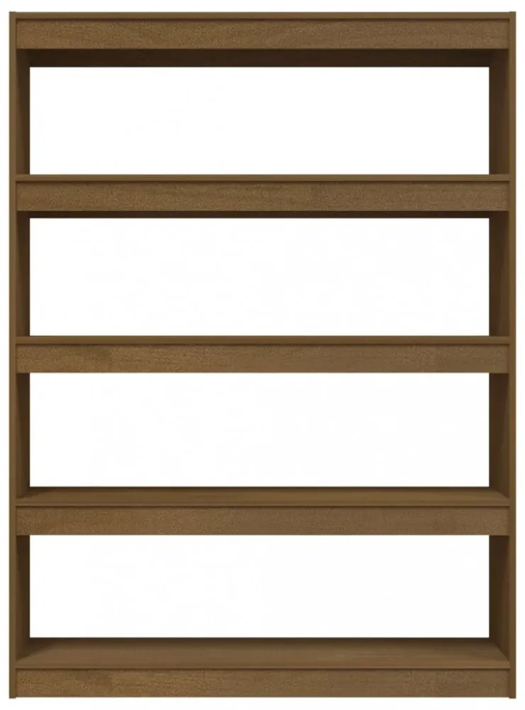 mézbarna tömör fenyőfa könyvszekrény/térelválasztó 100 x 30 x 135,5 cm