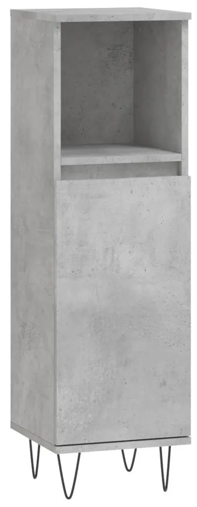 Betonszürke szerelt fa fürdőszobaszekrény 30 x 30 x 100 cm