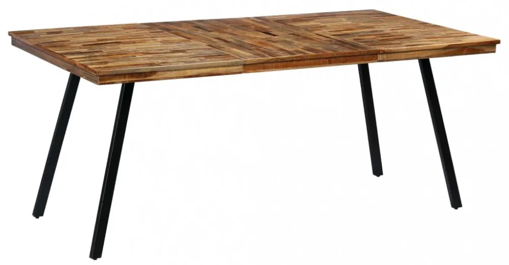 tömör újrahasznosított tíkfa/acél étkezőasztal 180 x 90 x 76 cm