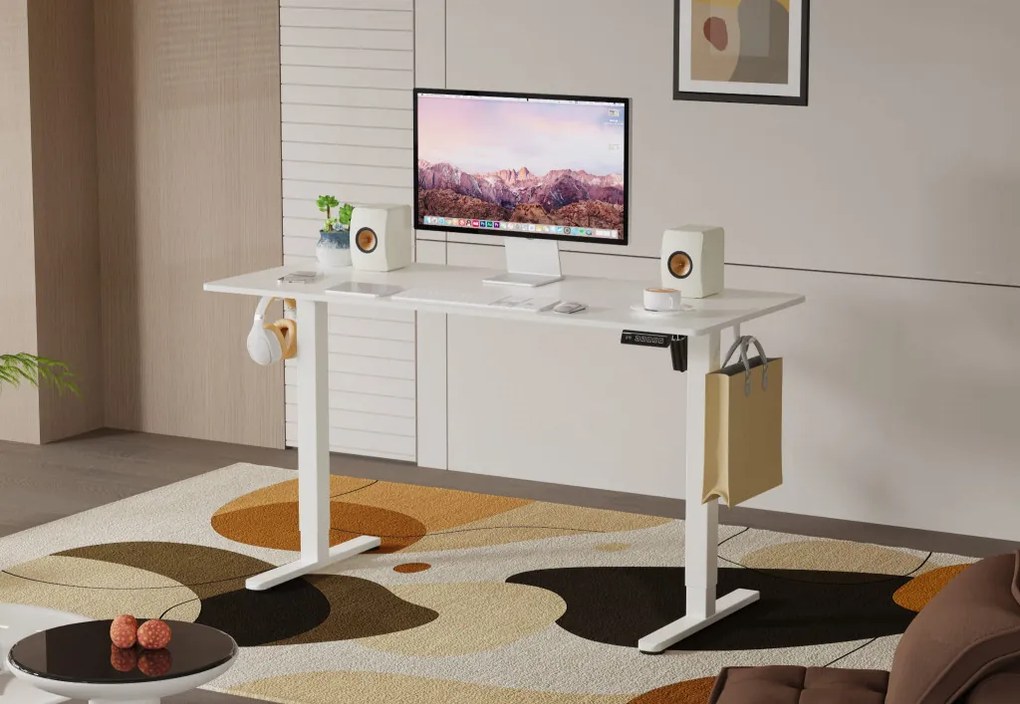 Elektromosan állítható magasságú íróasztal - 140x60cm fehér ülő-/állómunkához - LVN System Lite LV1716