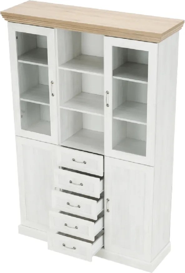 vitrines szekrény, északi sosna/vadtölgy, ROYAL W2D