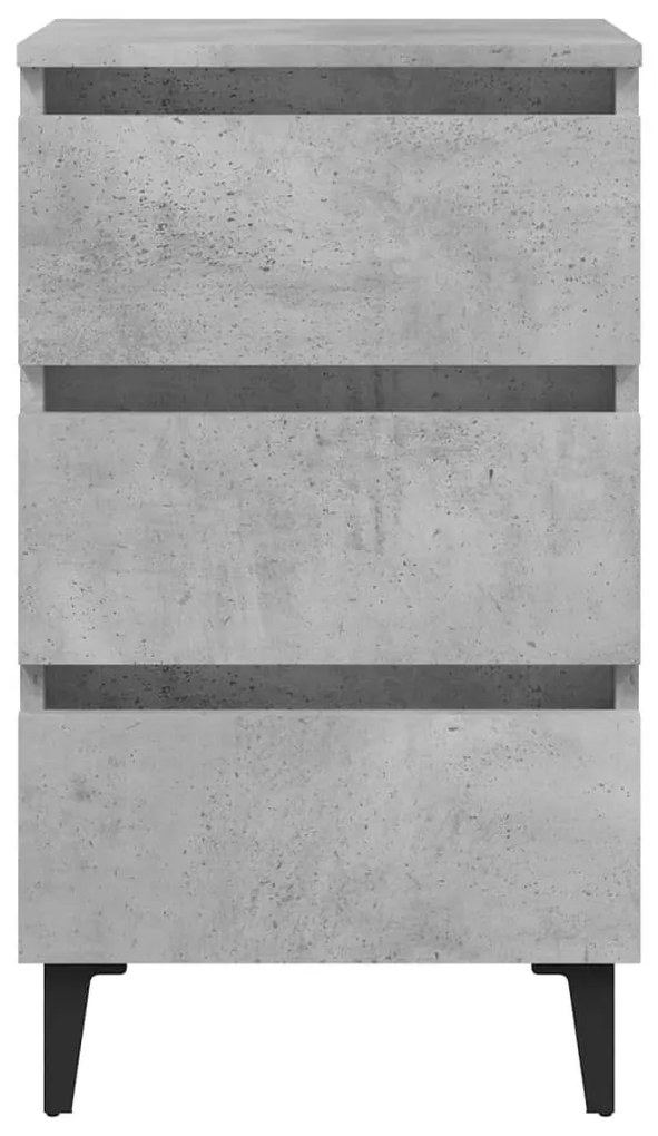 Betonszürke éjjeliszekrény fémlábakkal 40 x 35 x 69 cm
