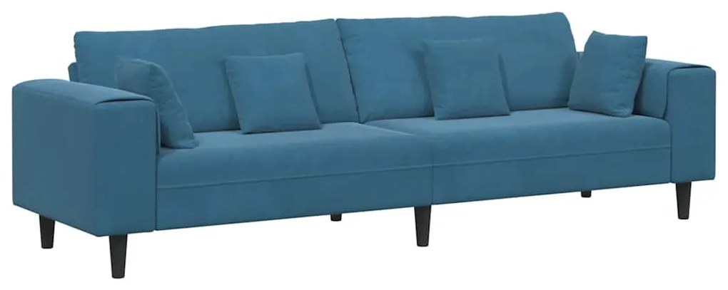 Bársony Kanapé párnával Kék 208 cm Bársony