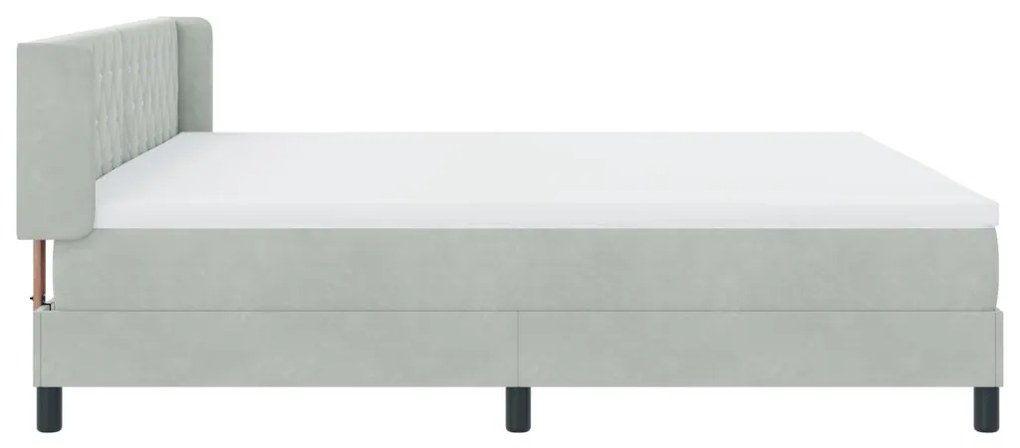 Boxspring Ágy Matrac 200x200 cm Világosszürke Bársony