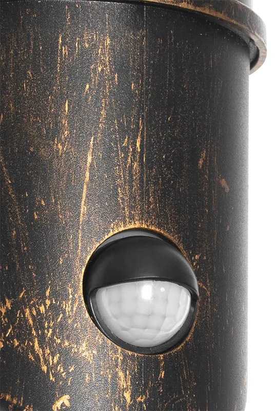 Kültéri fali lámpa antik arany IP54 mozgásérzékelővel - Kiki