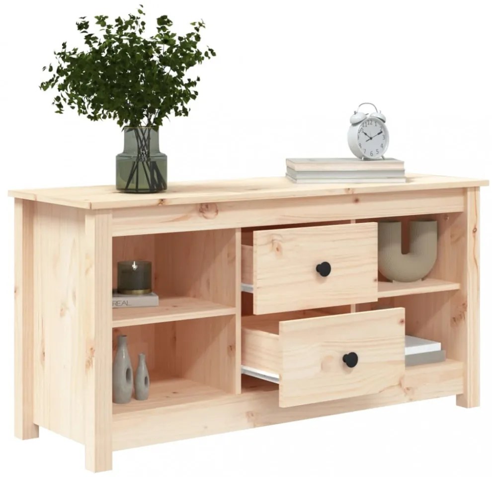 tömör fenyőfa TV-szekrény 103 x 36,5 x 52 cm