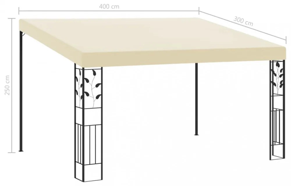vidaXL krémszínű falra szerelhető pavilon 4 x 3 x 2,5 m