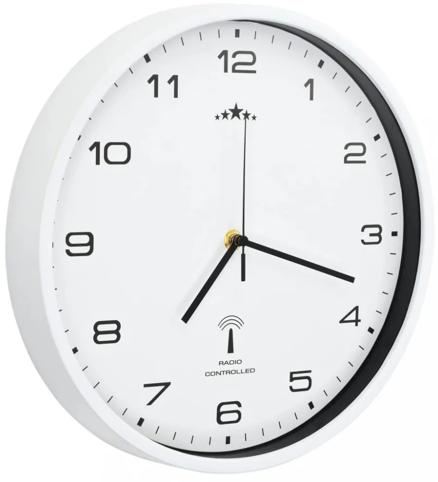 fehér színű rádióvezérelt falióra kvarcszerkezettel 31 cm