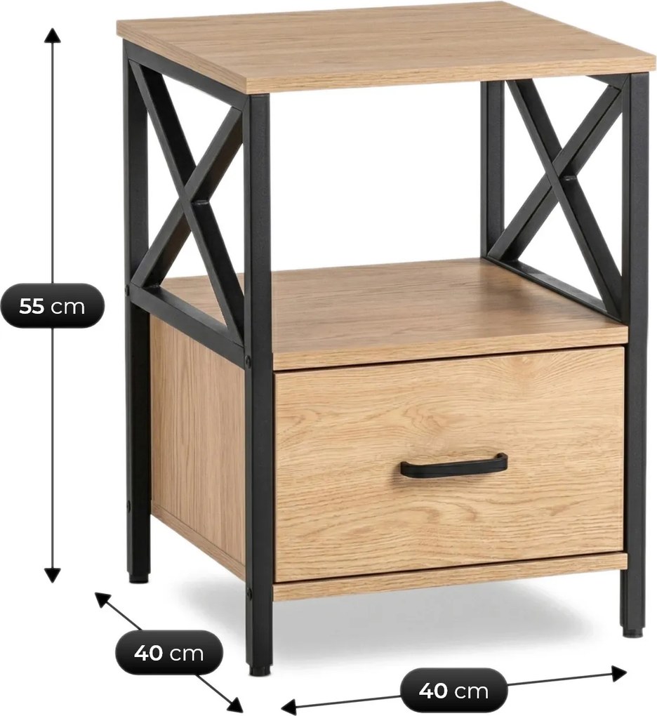 Éjjeliszekrény LOGAN 40 cm tölgy/fekete