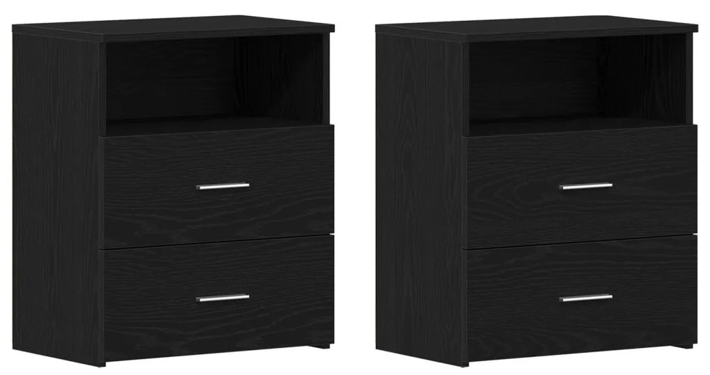 Éjjeli szekrények 2 db Fekete tölgy 50x32x60cm Mérnöki fa
