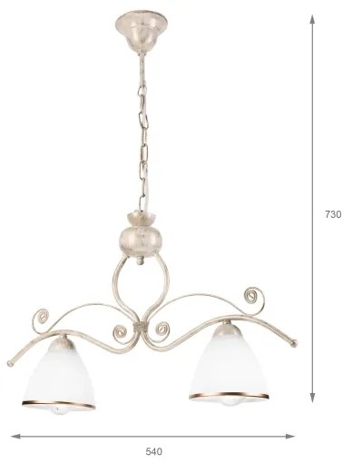 Csillár láncon RETRO 2xE27/60W/230V arany/patinás