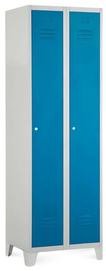 Fém szekrény, 60 x 50 x 190 cm, fix lábakkal, hengerzár, kék - ral 5012