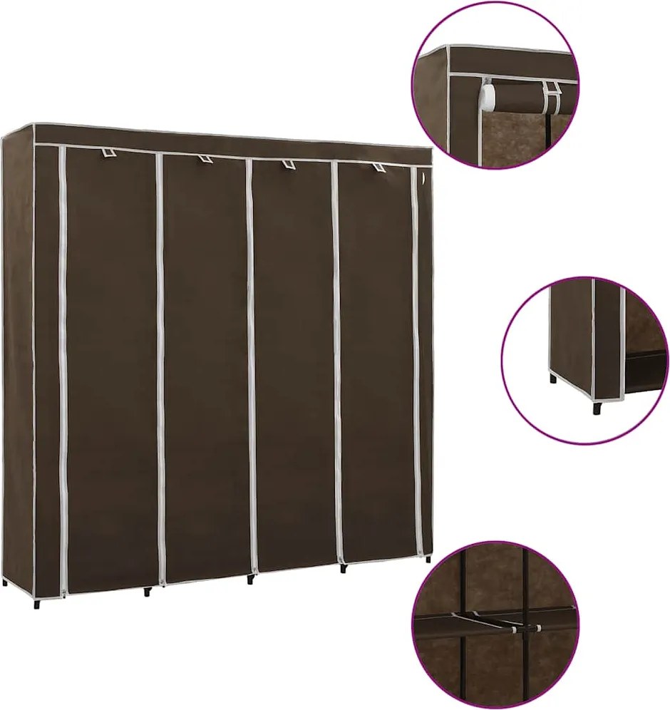 vidaXL barna ruhásszekrény 4 tárolórekesszel 175 x 45 x 170 cm