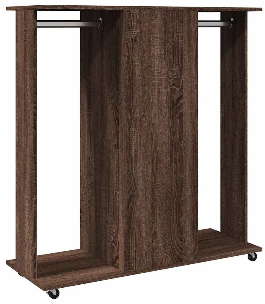 barna tölgy szerelt fa ruhásszekrény kerékkel 102 x 38 x 110 cm