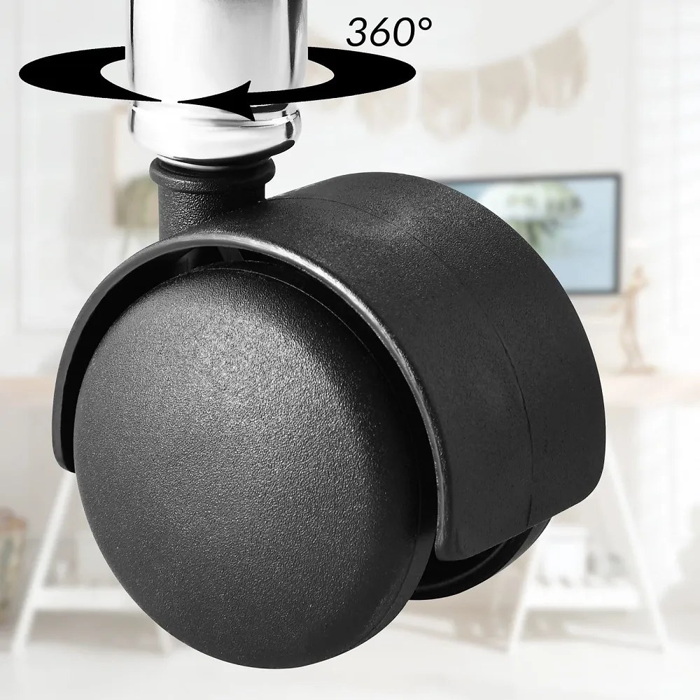 OXANA lábtartós görgős puff, Ø35cm, fekete Casaria