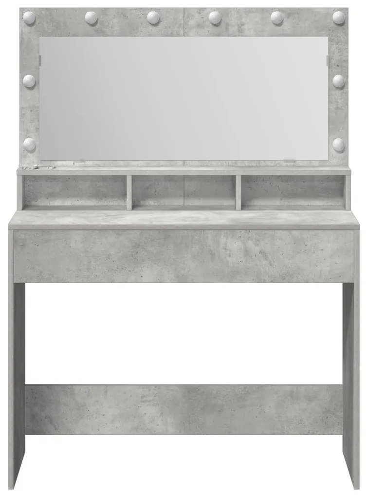 LED-es sminkasztal Beton Szürke 100x41x135 cm