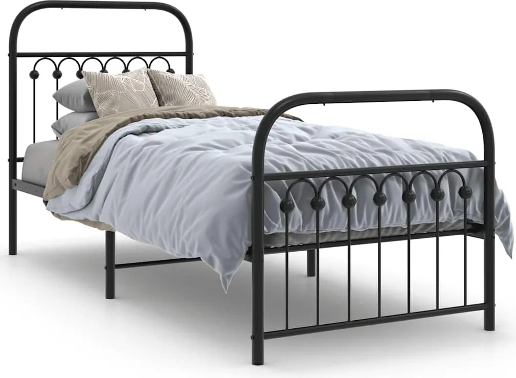 vidaXL fekete fém ágykeret fej- és lábtámlával 80 x 200 cm