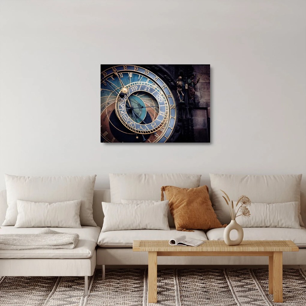 Kép - Orloj, Prága (üvegen) (70x50 cm)