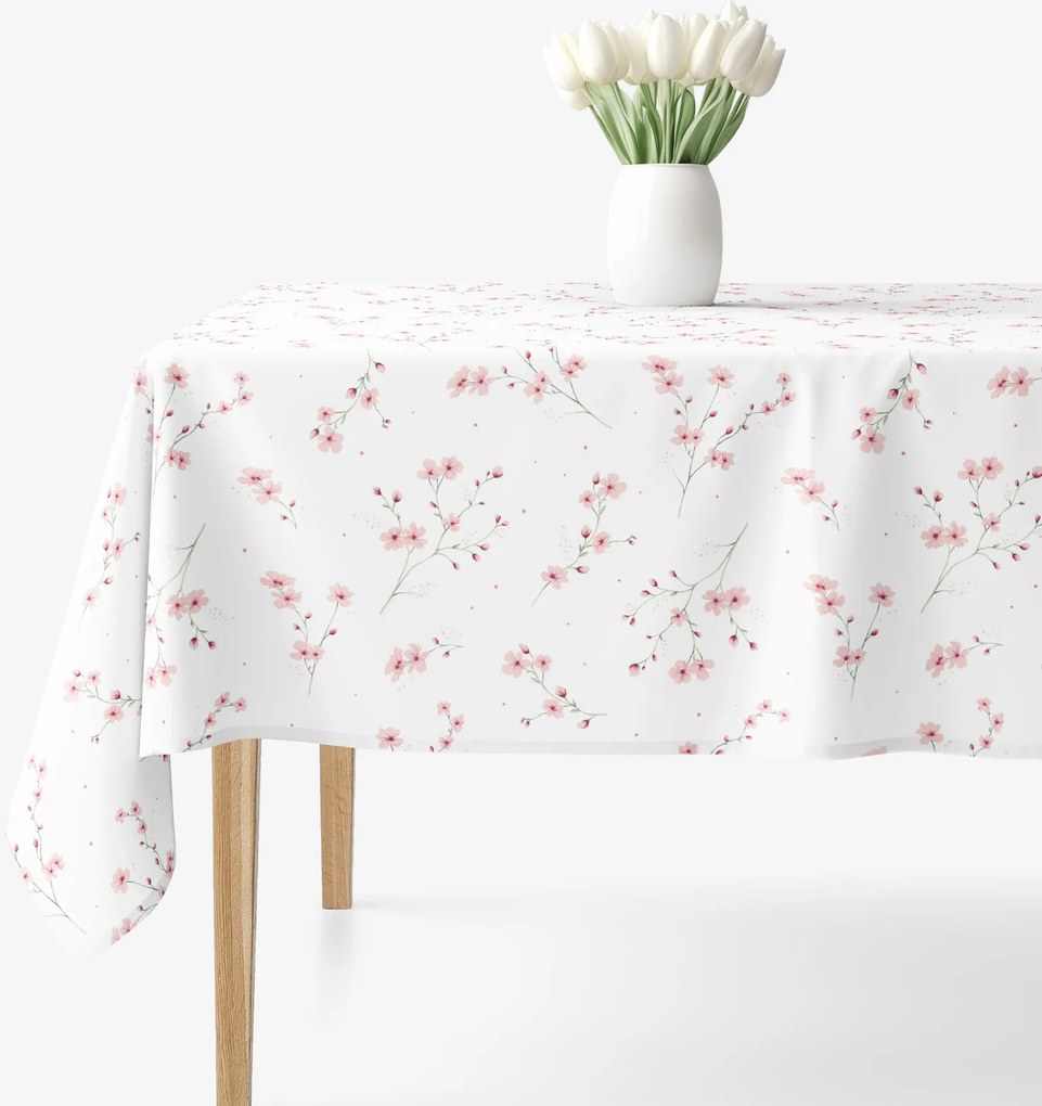 Goldea szögletes terítő 100% pamutvászon - cseresznyevirágok 120 x 180 cm