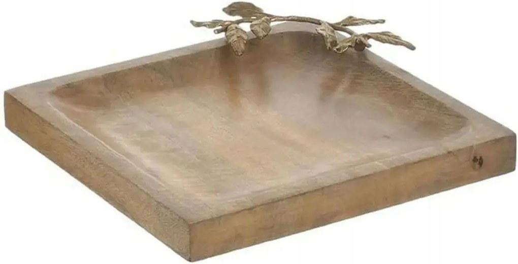 Dekorációs tálca 25 x 25 x 5cm Natúr- Arany Inart