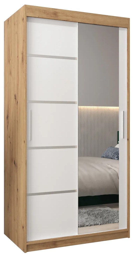Ruhásszekrény 120 cm tükörrel Verika 2 120 (artisan tölgy + fehér). 1063766