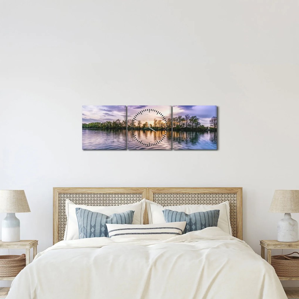 Tó képe (órával) (90x30 cm)