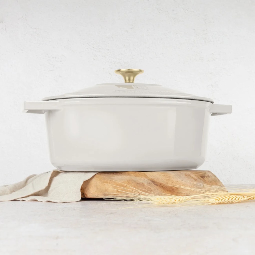 Berlinger Haus Ovális öntöttvas pecsenyesütő 4,65 L matt krém Sahara Collection