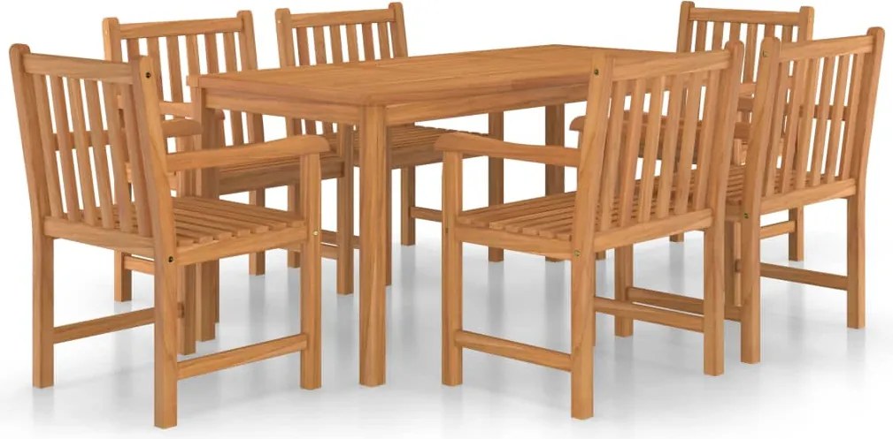 vidaXL 7 részes tömör tíkfa kerti étkezőgarnitúra 160 x 80 cm