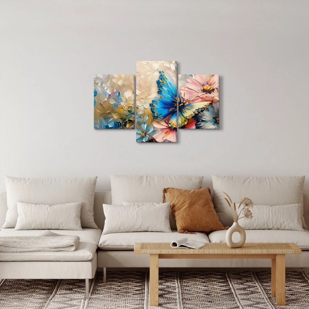 Kép - Virágok és pillangók festése (90x60 cm)
