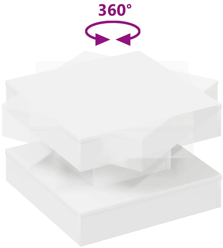 fehér dohányzóasztal 360 fokban forgatható 50x50x34,5 cm