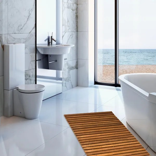 LINE fürdőszobai szőnyeg, akácfa, 80x50x1cm, barna Casaria