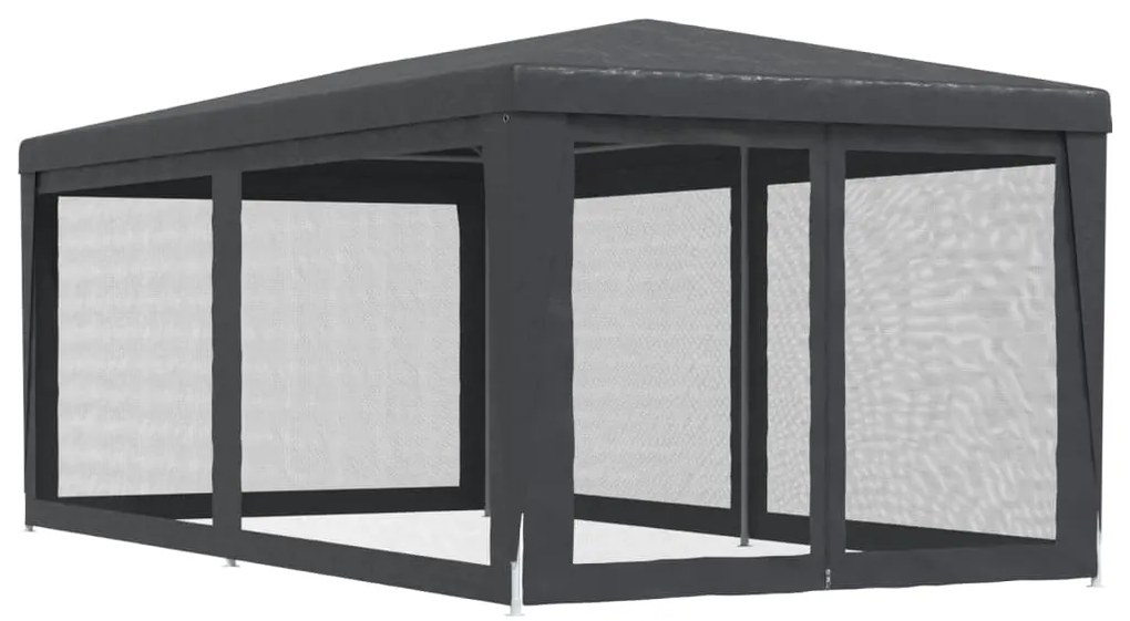 antracitszürke HDPE rendezvénysátor 6 hálós oldalfallal 3x6 m
