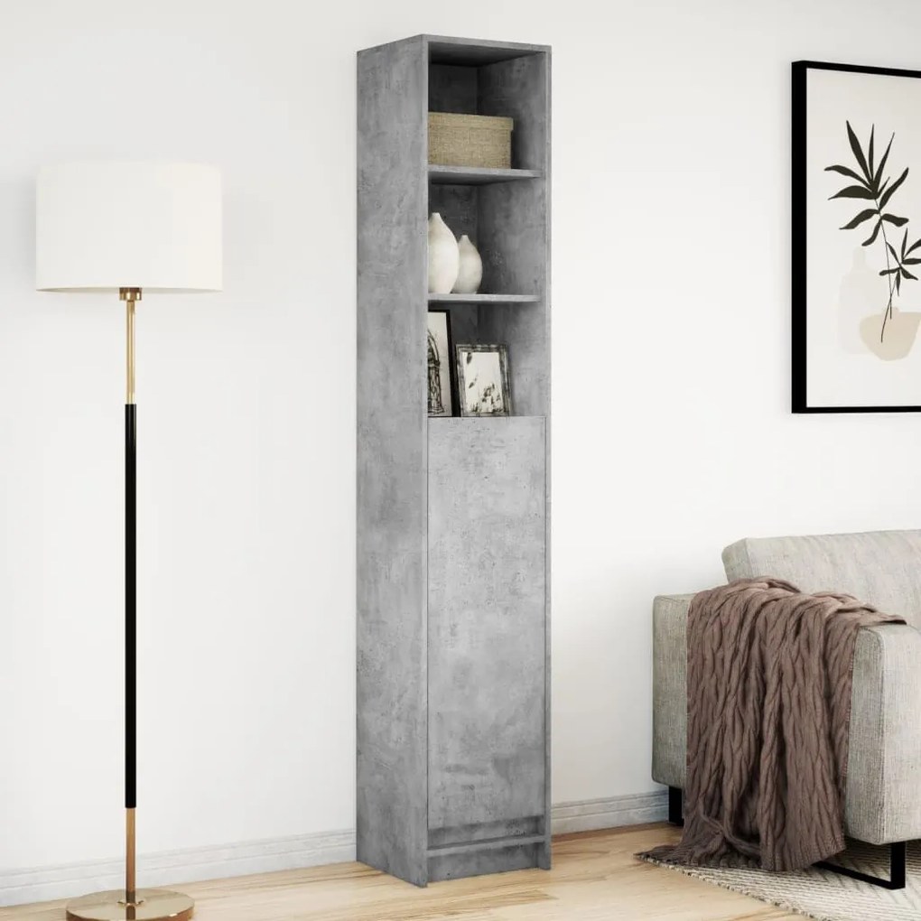 betonszürke szerelt fa tálalószekrény LED-del 36 x 32,5 x 200cm