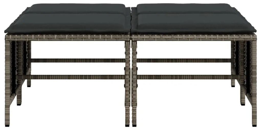 4 db szürke polyrattan kerti szék párnákkal