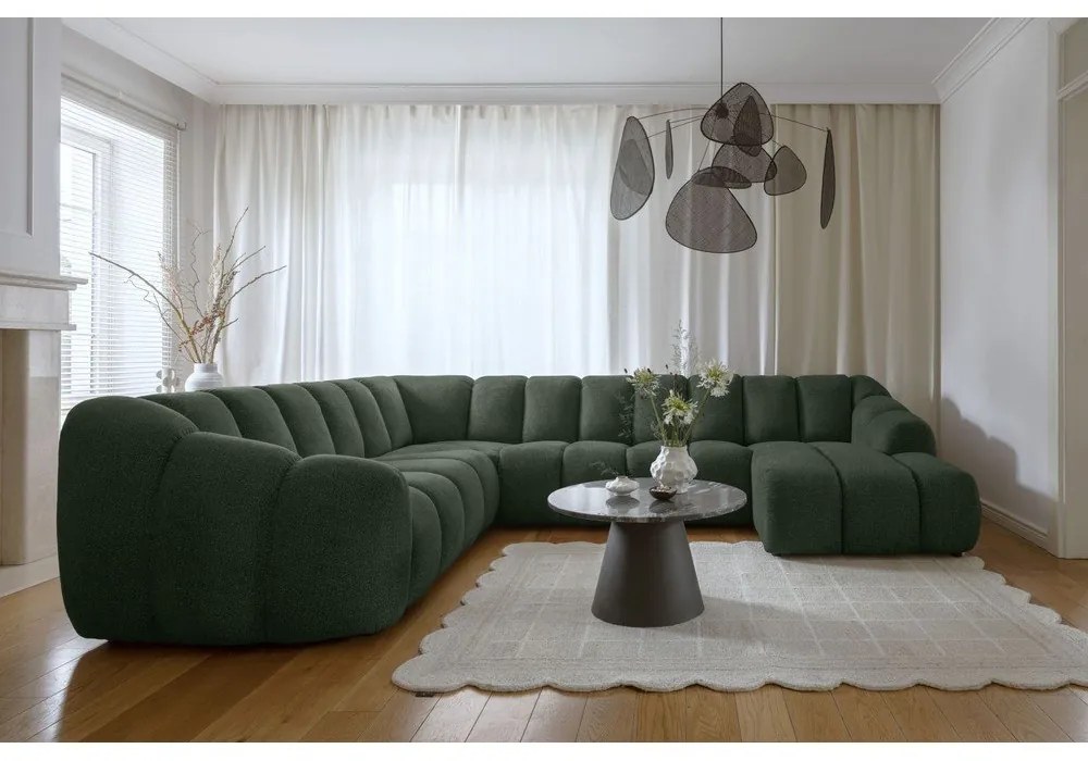 Sötétzöld sarokkanapé (bal oldali-U alakú) Shell – Miuform