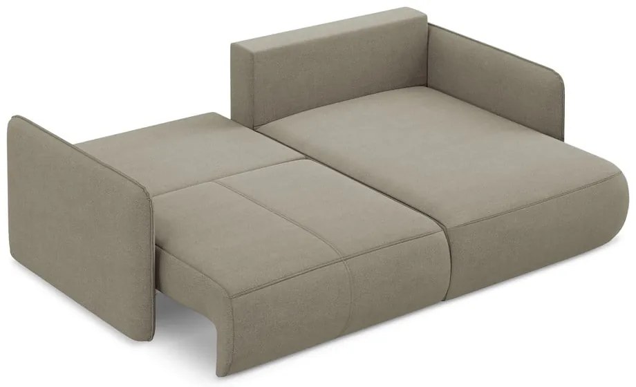 Bézs kinyitható-tárolóhelyes sarokkanapé (jobb oldali) Nanea – Makamii