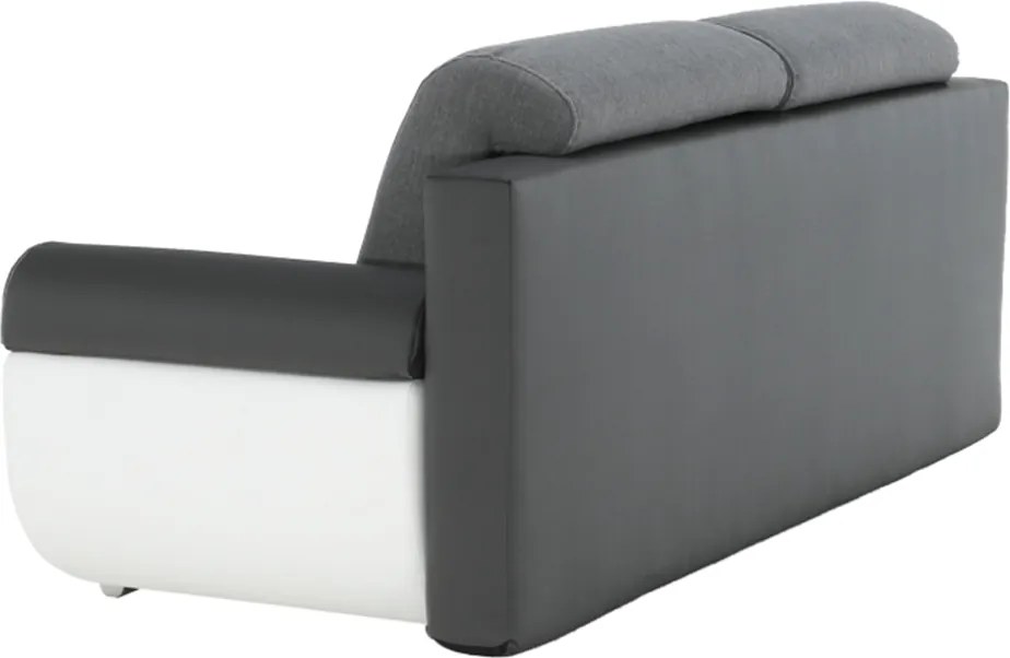 Kanapé, textilbőr fehér+szürke/szürke szövet, KARDYN